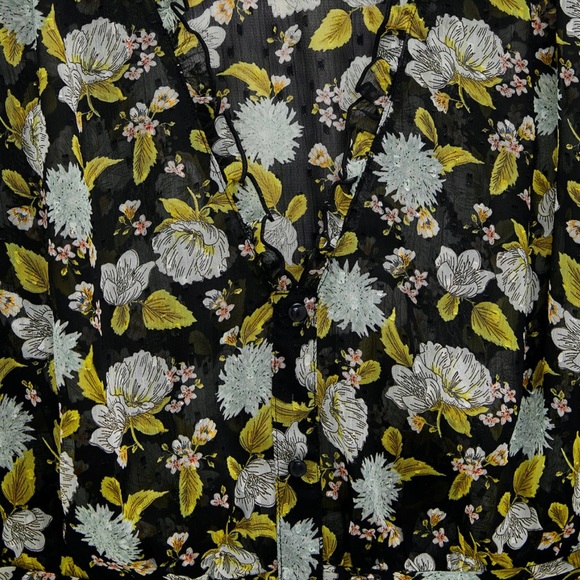 ZARA Dotted Mesh Printed Blouse sz Large - Picture 5 of 9